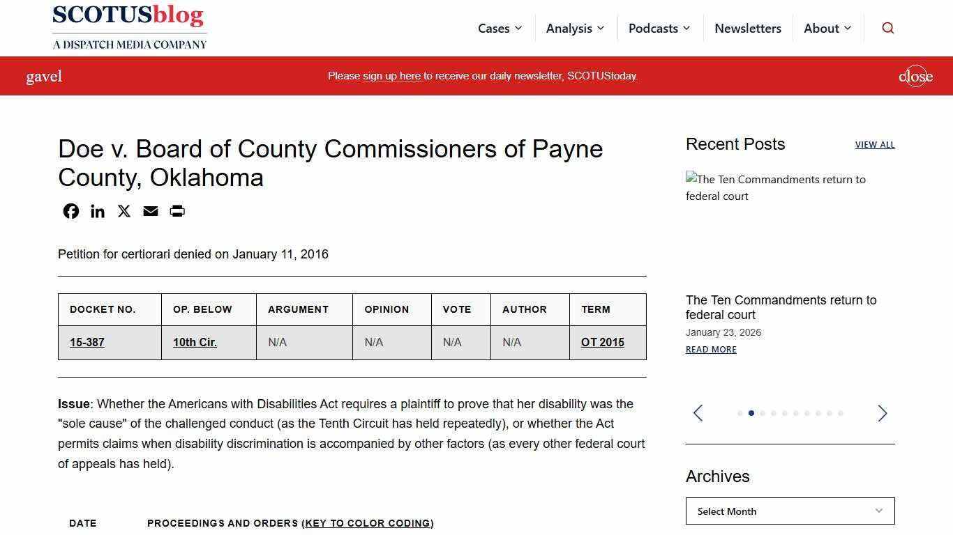 Doe v. Board of County Commissioners of Payne County, Oklahoma - SCOTUSblog